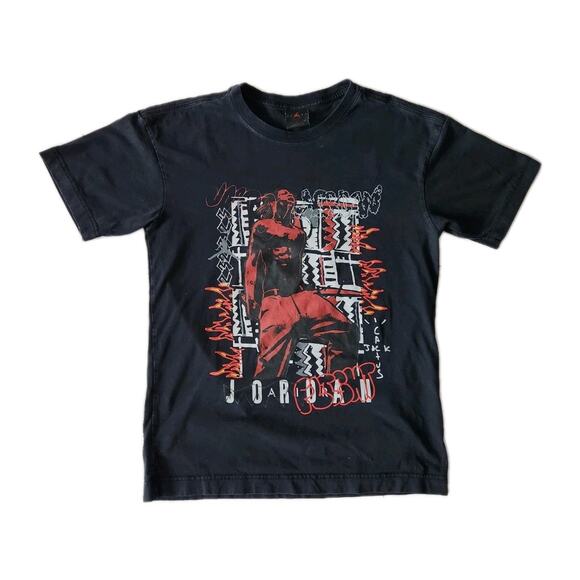 Nike Men's Black Cactus Jack by Travis Scott x Air Jordan MJ 2 T-Shirt Small - Picture 2 of 6